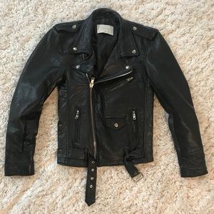 Deadwood recycled leather biker jacket